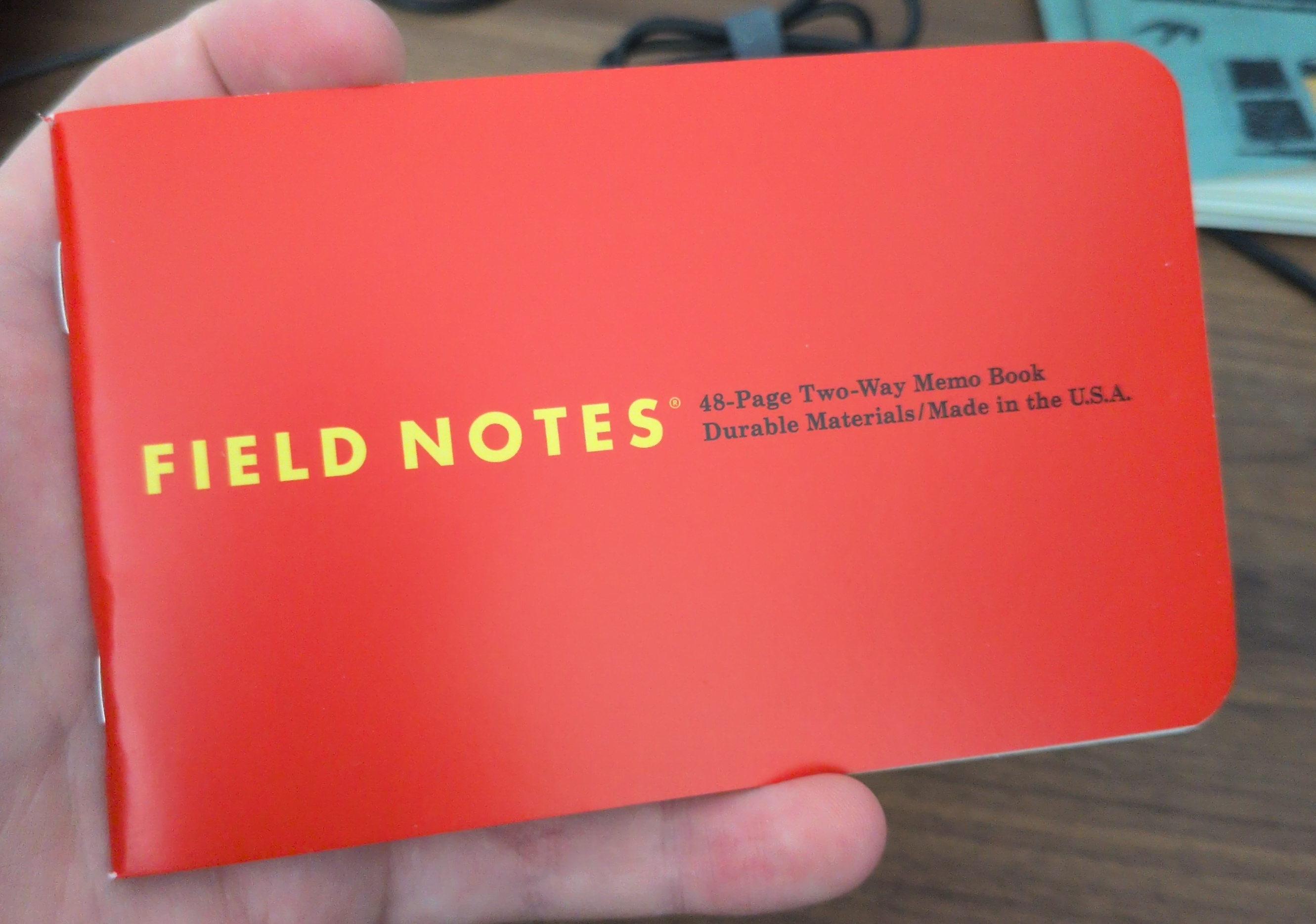 Horizontal orientation of the red 1943 notebook