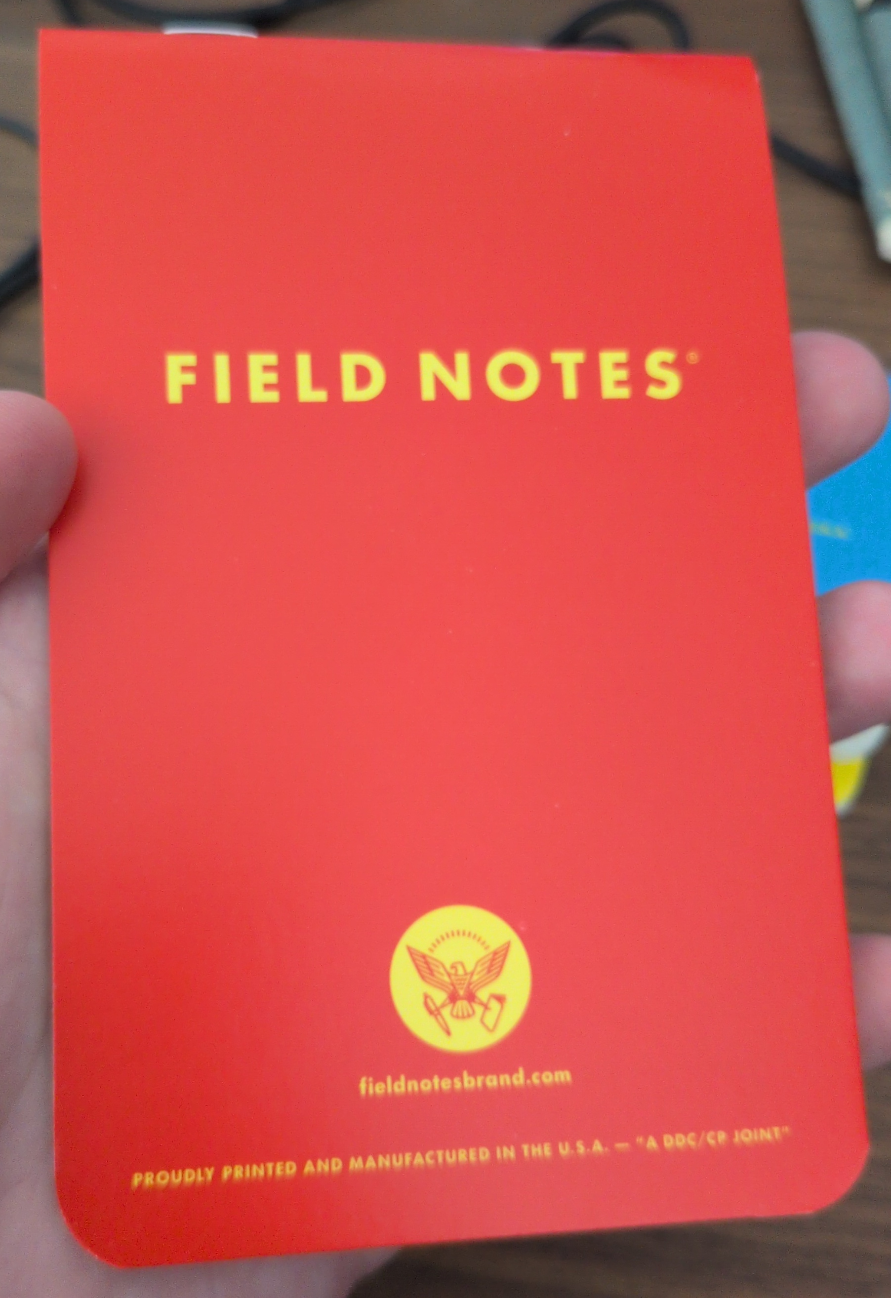 Vertical orientation of the red 1943 notebook